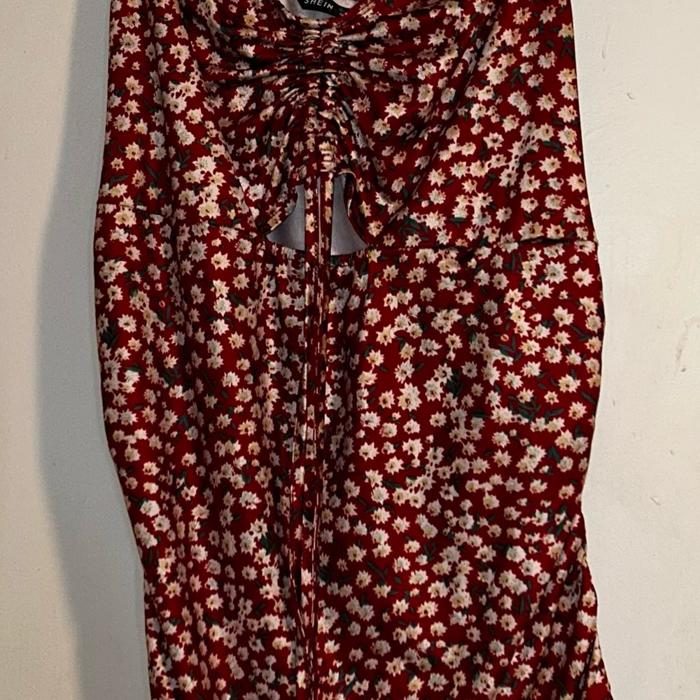 Red floral dress